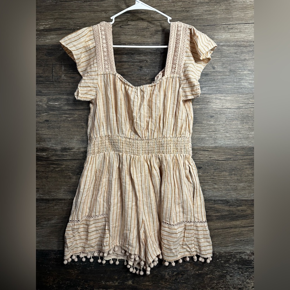 American Eagle Outfitters Beige Striped Jumpsuit - Picture 2 of 7